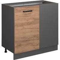 Vicco Eckunterschrank R-Line, Goldkraft Eiche/Anthrazit, 86 cm ohne Arbeitsplatte (1-St)