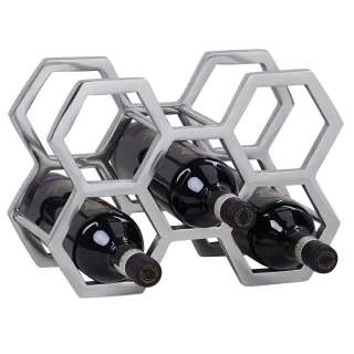 Weinregal Design 22 cm für 5 Flaschen Aluminium Silber