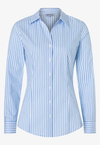 MORE & MORE - gestreifte Hemdbluse blau - Gr. - 44