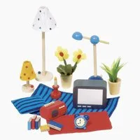 goki Puppenhausmöbel Accessoires Wohn- und Schlafzimmer (packung, 17tlg., set), 17-teilige Set aus hochwertigen Materialien