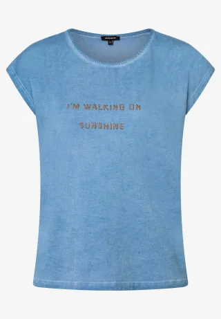 MORE & MORE - T-Shirt mit Schriften blau - Gr. - 40