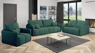 Sofaset Designersofa MORGANO 3-2-1 Stoff Abriamo Dunkelgrün