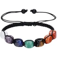 KARMA Armband Damen Chakra Edelsteinarmband bunt Natursteine Energie (1-tlg., Geschenk für sie ihn Steinarmband Chakrenarmband), verstellbar modern Armband