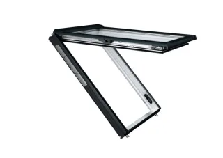 Roto Designo Quadro R89GK WD AL Klapp-Schwingfenster aus Kunststoff 3-fach Verglasung mit Eindeckrahmen