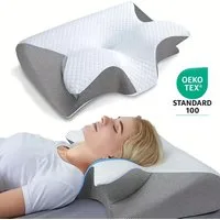 Kityhome Kopfkissen Orthopädisches Nackenkissen Memory Foam – 2 Höhen, waschbarer Bezug, Füllung: 100% Memory Foam, Set, Nackenkissen*1, waschbarer Bezug*1, Nackenstützkissen, Komfort, Atmungsaktiv