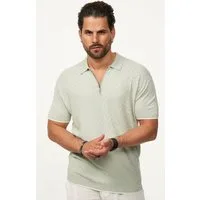 SOULSTAR Poloshirt mit Half-Zip Herren Kurzarm Strick Polo-Hemd T-Shirt