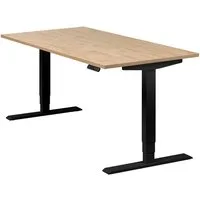 boho office® Schreibtisch Homedesk, Schwarz elektrisch höhenverstellbar, Tischplatte Wildeiche 160 x 80 cm