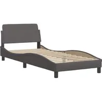 vidaXL Bett Bettgestell "Dover" Grau 90x200 cm Kunstleder