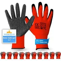 toolmate® Arbeitshandschuh-Set 10x Paar Premium Handschuhe EN388 - Gartenhandschuhe rot (Packung, 10-St., 10 Paar Arbeitshandschuhe) Atmungsaktiv