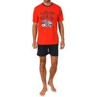 Normann Pyjama Normann Herren kurzarm Schlafanzug Shorty Pyjama mit Frontprint
