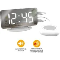 Miraval Quarzwecker Miraval Spiegelwecker mit Vibrationskissen 3 Weckmodi, Vibrationskissen, USB-C Ladeanschlüsse
