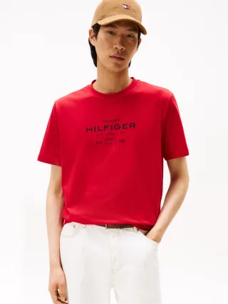 HILFIGER STACK GRAPHIC TEE medium red - Gr. - XL