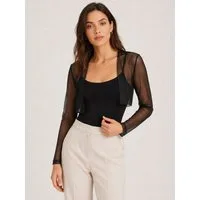 Elegant Love Bolero Transparenter Mesh-Bolero – Kurz geschnittener Langarm-Shrug Elegante Netz-Kurzjacke – Cropped-Bolero für Abendkleider