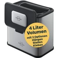 SILBERTHAL Biomülleimer klein Edelstahl 4 Liter für die Küche, zum Einhängen, Stellen oder Ankleben