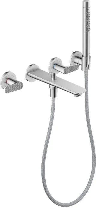 Hansgrohe 3-Loch Fertigset Wannemisch.Wand Unterputz Axor Citterio C mit HB Cubic cut chrom, 494810 49481000