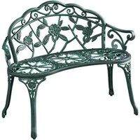 Yaheetech Gartenbank aus Aluminium mit Rosenmuster im Vintage-Stil, 2-Sitzer-Metallbank für Garten/Terrasse/Balkon