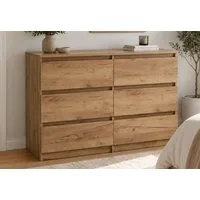 Home Collective Kommode Sideboard mit Schubladen Schubladenschrank Kommodenschrank, modern & vielseitig, mit 6 grifflosen Schubladen Craft-Eiche