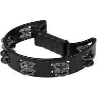 FAME Tambourine,FHT-B Hand Tambourine Schwarz Doppelreihige Stahlschellen Klarer Klang Ergonomischer Griff Robuste Kunststoff-Konstruktion Ideal für Musikunterricht, Percussion, Tambourines, Hand Tambourine, Doppelreihige Stahlschellen, Klarer Klang