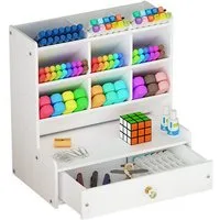TUWENA Aufbewahrungsdose Stifthalter Aufbewahrungsbox aus Holz mit Schublade, Multifunktionaler Schreibtisch Organizer für Zuhause, Büro und Schule