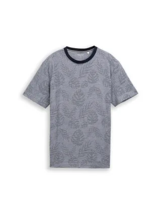 Tom Tailor - Jacquard T-Shirt mit Muster blau - Gr. - M