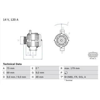 Bosch Lichtmaschine 120A Ford C-Max Focus 0986081700