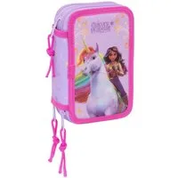 safta Federmäppchen Unicorn Academy - Mäppchen Federmappe, 37 Teile, 3-fach gefüllt, (37-tlg., Mädchen), Reißverschluss