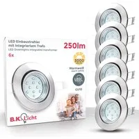 B.K.Licht LED Einbauleuchte Hila, Leuchtmittel wechselbar, Warmweiß, LED Einbaustrahler schwenkbar inkl. 3W 250 Lumen GU10 3.000K 6er SET