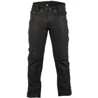 MDM Lederhose Herren Bikerjeans Lederhose Nubuk schwarz seitlich geschnürt