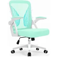 Milacyee Bürostuhl Ergonomischer Bürostuhl mit 90° klappbaren, gepolsterten Armlehnen (Höhenverstellbarer Atmungsaktiv Chefsessel mit geräuscharmen Rollen,Drehstuhl mit dynamische Rückenstütze), Platzsparend, Atmungsaktives Mesh, 150 kg Belastbarkeit