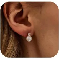 LuxusKollektion Perlenohrringe Ohrringe Silber 925 Perlen Stecker Süßwasser Hypoallergen 8mm B-Gold