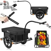 SAMAX Fahrradlastenanhänger Lastenanhänger / Fahrradanhänger 80 Kg / 90 L mit Kupplung Schutzplane
