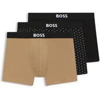 BOSS Boxershorts Boxer Brief 3P BOSS ONE (3-St) elastischer Bund mit Logo, 1x gemustert, 2x uni