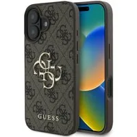 Guess Handyhülle iPhone 16 Kunstleder braun Big Logo goldfarbig 6,1 Zoll, Kantenschutz