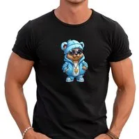 Banco T-Shirt Herren T-Shirt Gangster Bär mit blauem Anzug 100% Baumwolle
