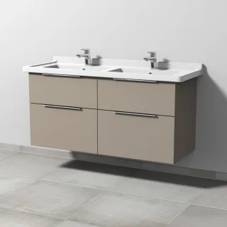 Sanipa 3way Waschtischunterbau zu Duravit Starck 3 Waschtisch mit 4 Auszügen, Sandgrau-Matt UF71367