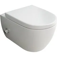 Alpenberger Tiefspül-WC - Spülrandloses WC mit Bidet Funktion und Einhebelarmatur, Wandmontage, Abgang Waagerecht, Toilette Komplett Set Passend zu Geberit, Dusch WC - Taharet WC - Made in EU
