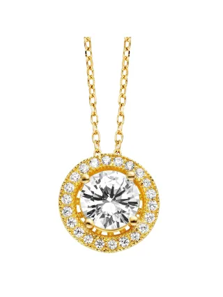 Julie Julsen Anhänger mit Kette 925 Silber vergoldet 23 Zirkonia weiß