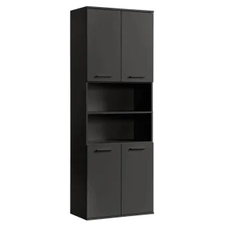 Mokebo Bad, Schwarz, Holzwerkstoff, 2 Fächer, 65x180x34 cm, Badezimmer, Badezimmerschränke, Hochschränke