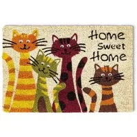 matches21 HOME & HOBBY Fußmatte Kokosmatte Katzen Sweet Home 40x60 cm als aussen Sauberlaufmatte, rechteckig, Höhe: 15 mm, Rutschfeste Spruch Kokos-Türmatte als Outdoor Schmutzfangmatte