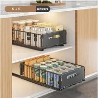 GarveeMore Küchenorganizer-Set Teleskopschublade, Faltbare Ausziehbarer Schrank Organizer, (2-tlg), Slide Out Schrank,Kein Bohren erforderlich,geeignet für Küche,Schränke