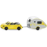 SIEPER Modellauto siku VW Beetle Cabriolet mit Wohnanhänger 1:55