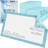 Inkontinenzauflage Bettunterlage mit Fixierstreifen, saugstarke Krankenunterlagen Harmony Care, rutschfeste Inkontinenzunterlagen einweg Nässeschutzauflage