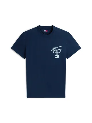 Tommy Jeans - Signature Jersey-T-Shirt mit Rückenlogo blau - Gr. - S