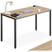 tectake Schreibtisch Computertisch aus Holz und Stahl, 120 x 60 x 75,5 cm (Arbeitstisch Vanport, 1-St., in Industrial Holz hell, Eiche Sonoma), große Beinfreiheit, mit höhenverstellbaren Kunststofffüßen