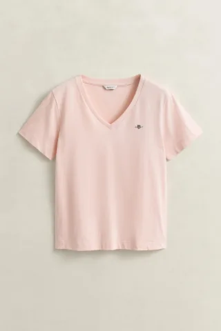 GANT - Shield V-Neck T-Shirt apricot pink - Gr. - XL