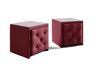 Nachttisch Nachtkonsole 2er Set ERNESTO 50x50cm in Stoff Elisa Velvet Bordeau...
