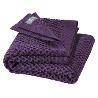 Disana Merino Schurwoll Waben-Strickdecke 80x100 cm Aubergine
