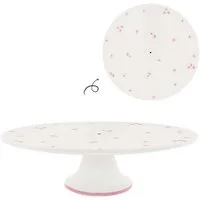 Bastion Collections Tortenplatte Gebäckplatte „Blumen-Print“ Kuchenständer Pink/Rosa, Ø 30 cm