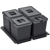 SO-TECH® Mülleimer Abfallsammler Metropolis 15+10+10+6L mit Deckel, Abfallsystem für Korpusbreite 60 cm