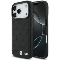 BMW Handyhülle MagSafe iPhone 17 Pro Kunstleder schwarz M Logo Metall 6,3 Zoll, Kantenschutz